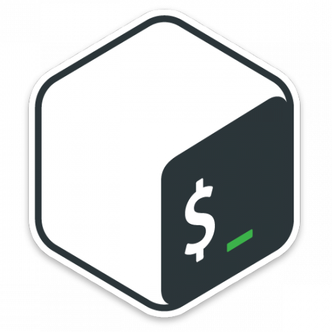 A white cube with a black side that
										  has a white dollar sign (the shell
										  prompt) followed by a green
										  underscore.